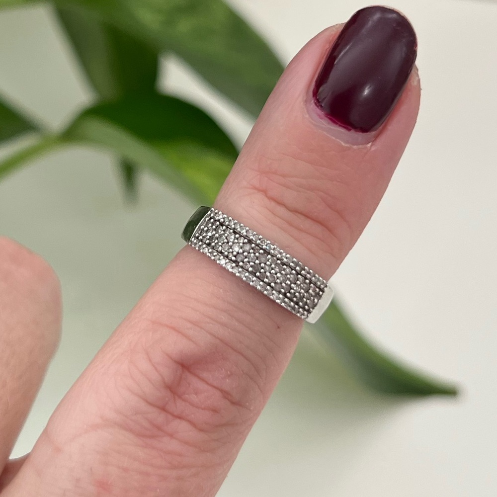 NEW Peoples Natural Diamond & Sterling Silver Band, Size 4.5